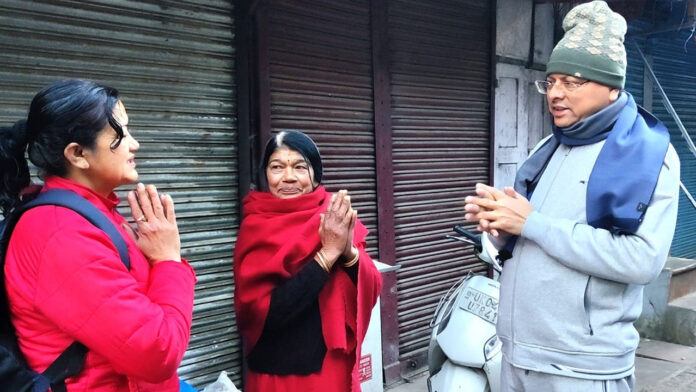 CM Dhami went out for a morning walk