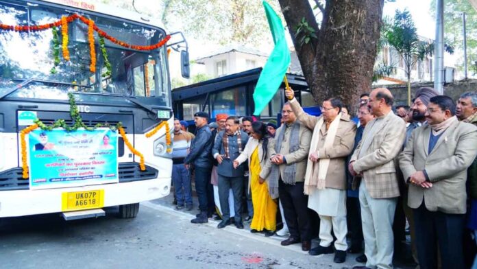 CM Dhami flagged off 112 new buses