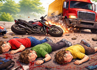 ट्रक ने बाइक सवारों को कुचला, तीन लड़कों की मौके पर मौत Truck crushes bike riders