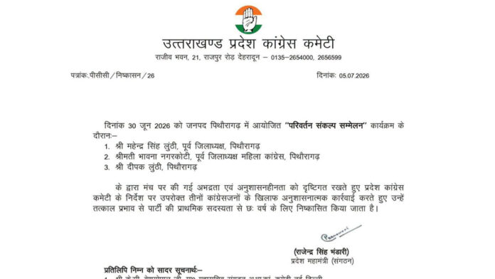 Three leaders expelled from Congress for six years