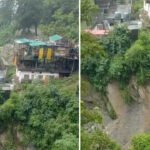 मसूरी में पहाड़ी दरकने से कई मकानों पर मंडराने लगा खतरा Several houses face a looming threat due to crumbling hillside